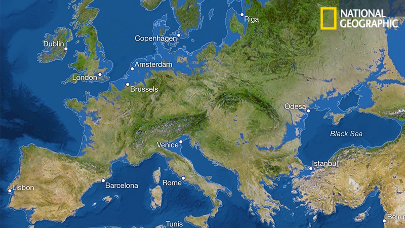 Illustration for article titled How Earth's coastlines would look if all ice melted (bye Florida!)